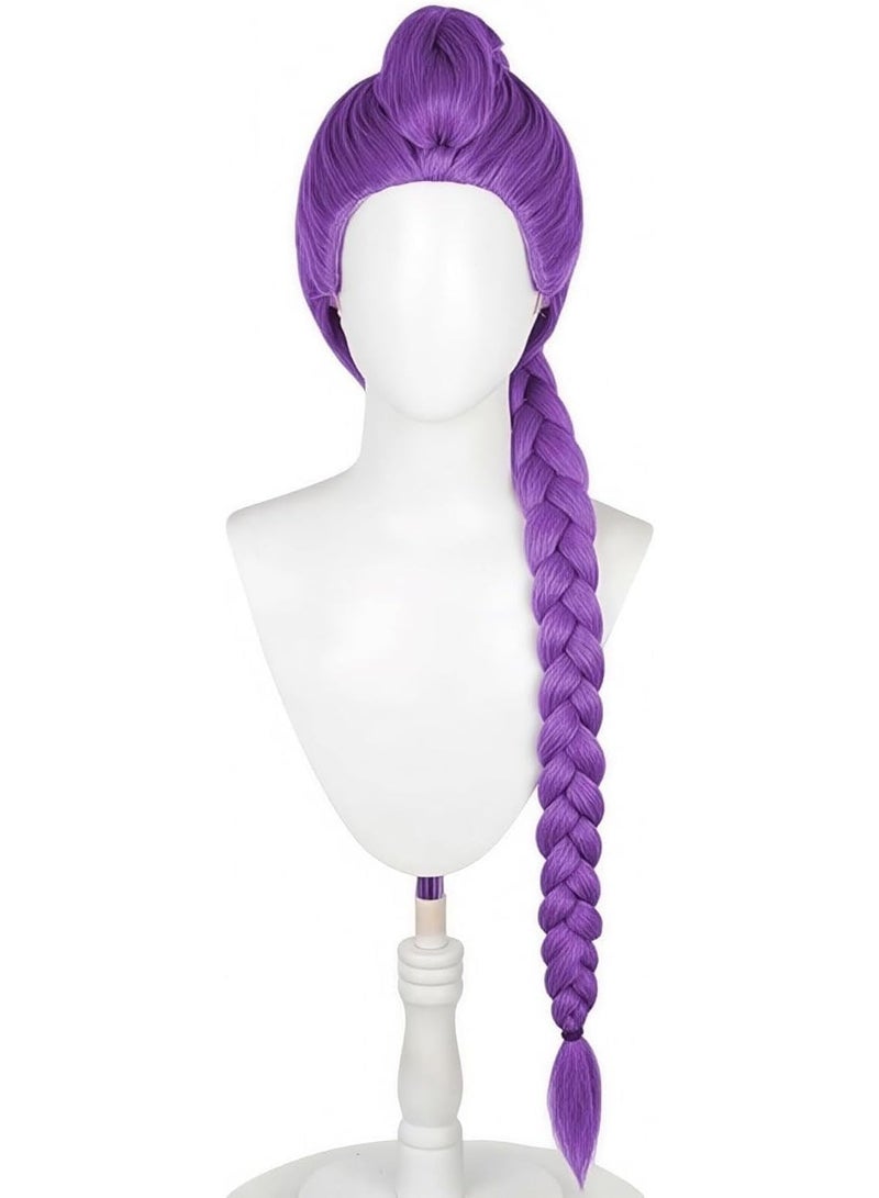 GOGA Ru-mi Long Purple Braided Cosplay Wig, Demons Hunters Wig for Stage Halloween Costume Outfit Party for Girl, Demon purple Braid Wig Halloween Cosplay Props - Image 2